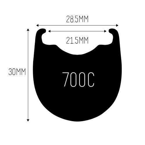A silhouette of a beard shape featuring dimensions labeled as 28.5mm width, 21.5mm depth, and 30mm height, with '700C' printed inside.