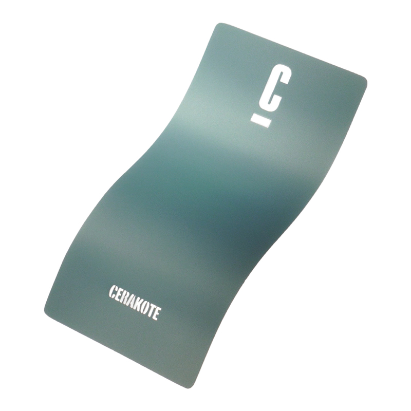 A green-tinted curved sheet with the letter 'C' and the word 'CERAKOTE' printed in white.