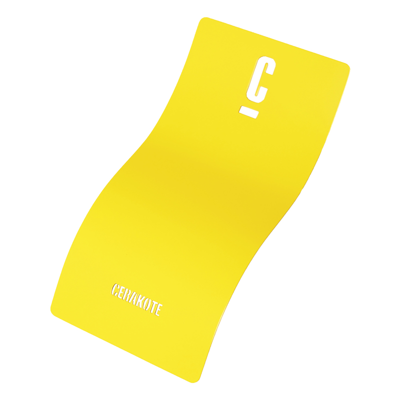 A brightly colored yellow card with the letter 'C' and the word 'CERAKOTE' printed on it.