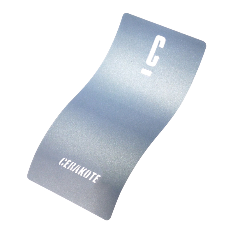 Curved metal piece with a matte silver finish and the word 'CERAKOTE' printed in white.