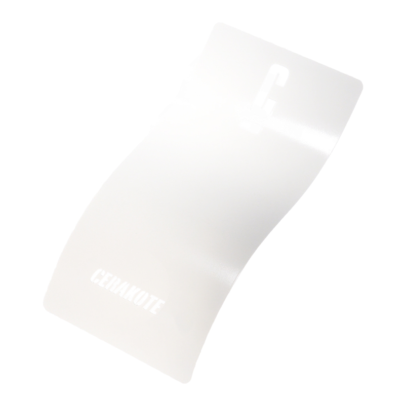 A curved, translucent white item with the text 'CERAKOTE' printed on it.